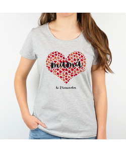Camiseta Divertida Mamá (corazón de corazones) rojo personalizable