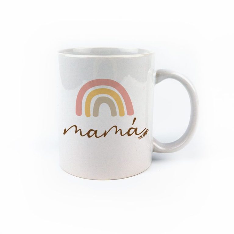 Taza para mamá con un arcoíris en tonos suaves