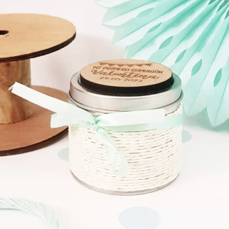 Vela beige comunión placa banderines