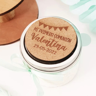 Vela beige comunión placa banderines