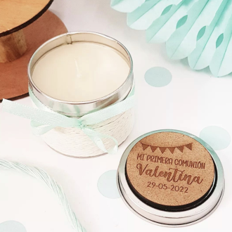 Vela beige comunión placa banderines