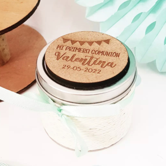Vela beige comunión placa banderines