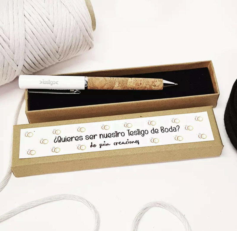Bolígrafo testigo blanco y corcho