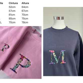 SUDADERA INICIAL BORDADA FLORAL