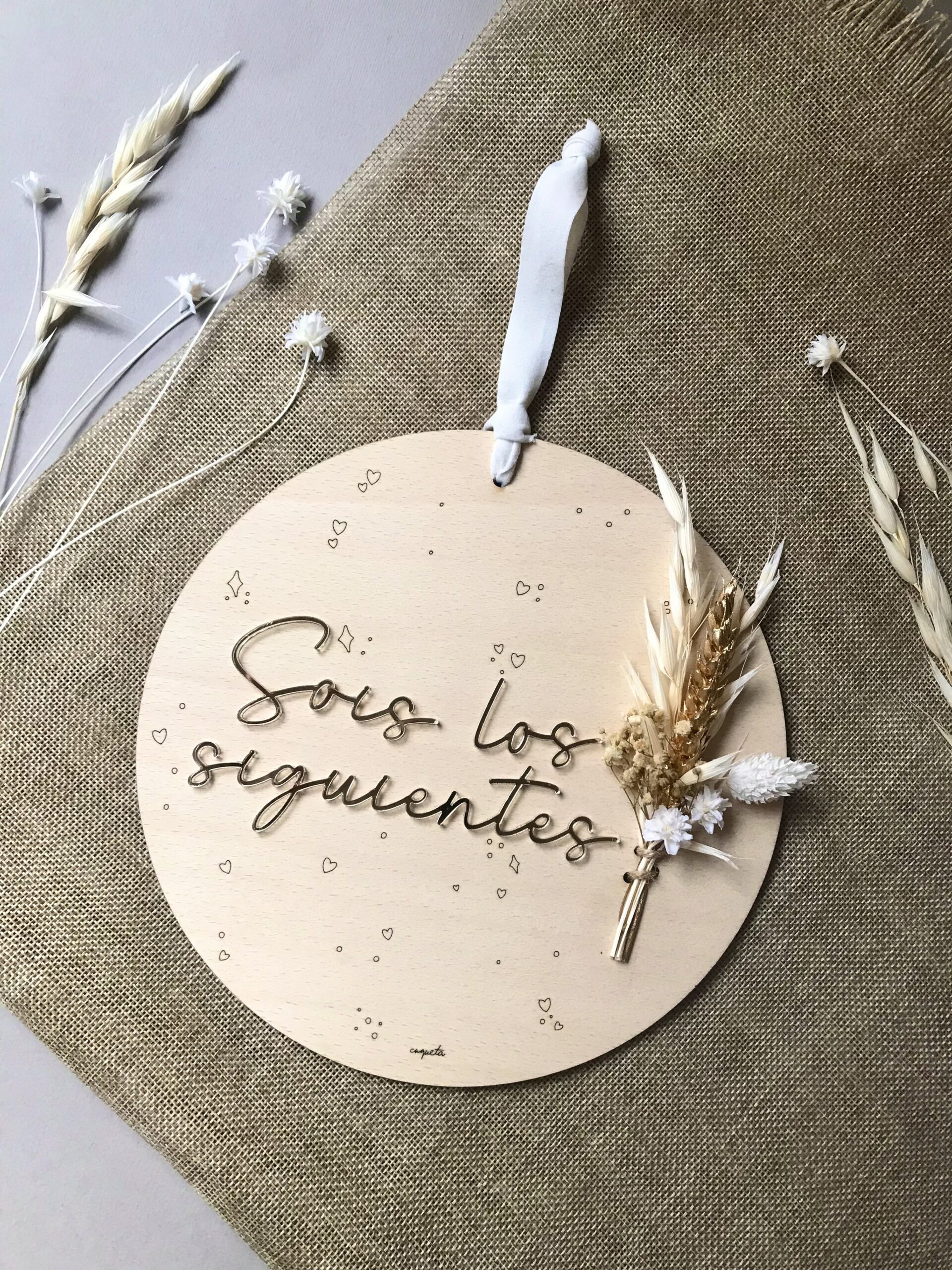 Placa ramillete oro "Sois los siguientes"