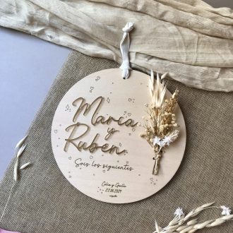 Placa ramillete oro "Sois los siguientes" personalizada