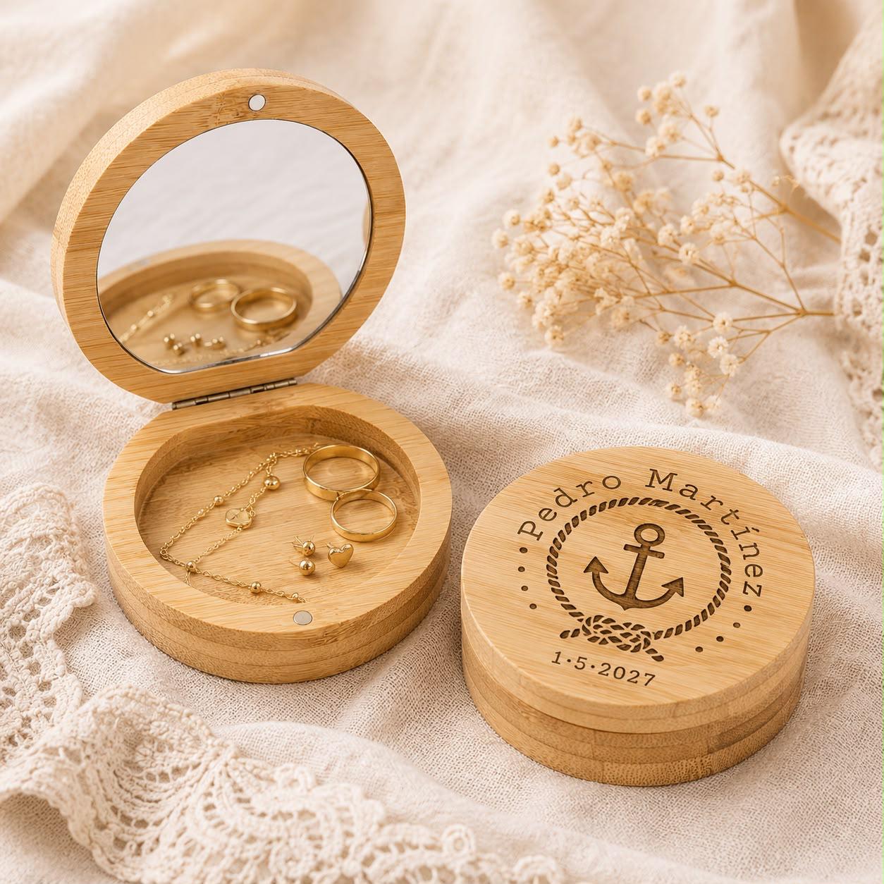 Joyero Bambú espejo personalizado - Imagen 2