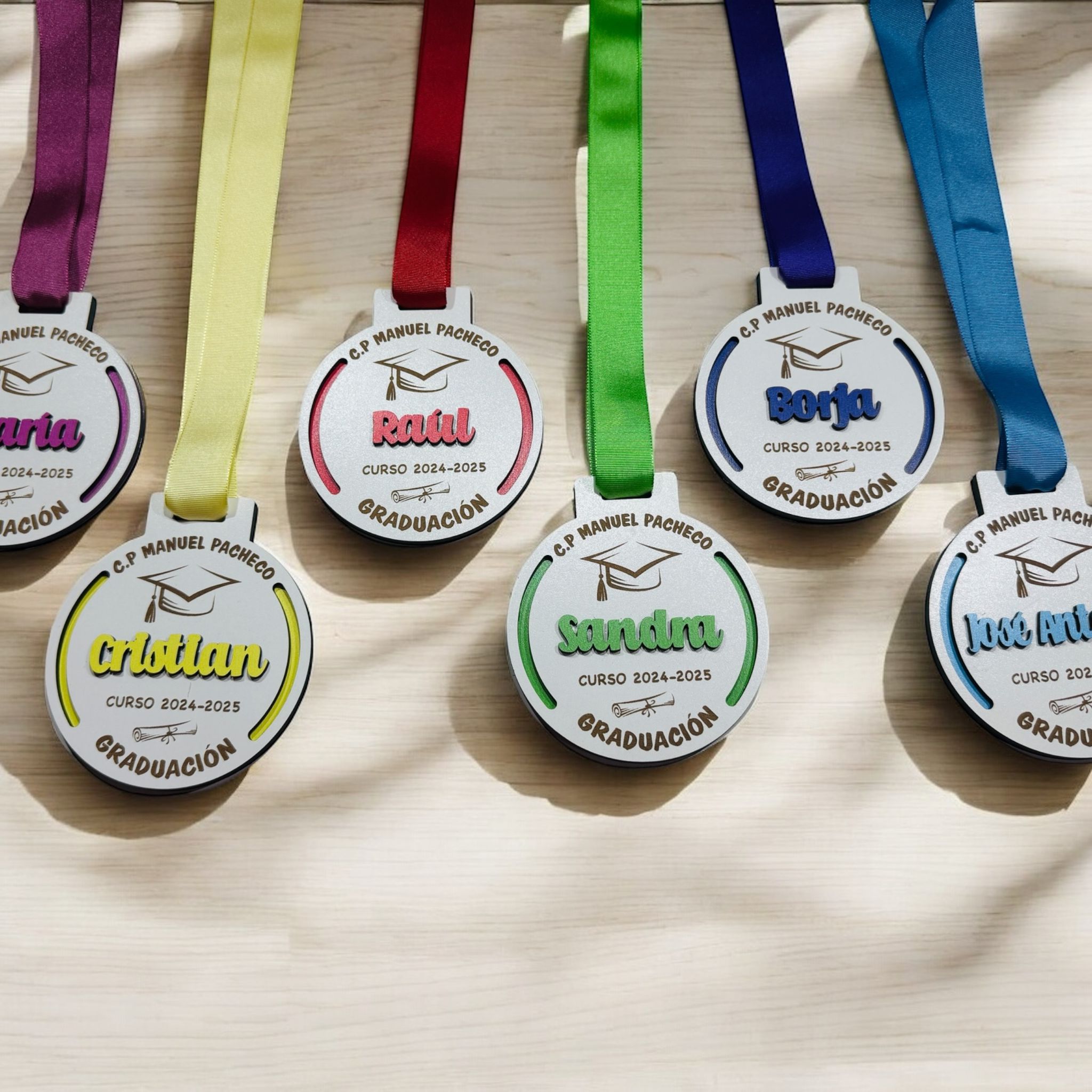 Medalla Graduación con doble madera personalizada