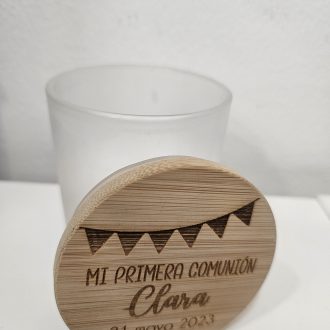 Vela Tapa Bambú personalizada