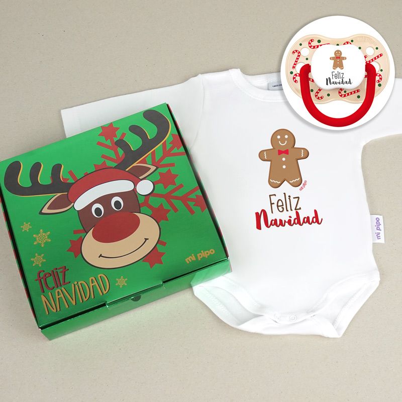 Cesta bebé Body + Chupete Navidad - Imagen 3