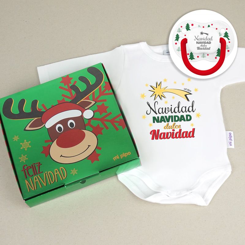 Cesta bebé Body + Chupete Navidad - Imagen 13