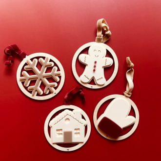 Pack 4 adornos árbol iconos navideños