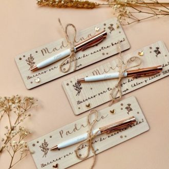 Bolígrafo con trasera Floral oro ¿Quieres ser...? Personalizado