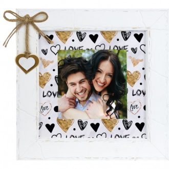 Marco madera corazones