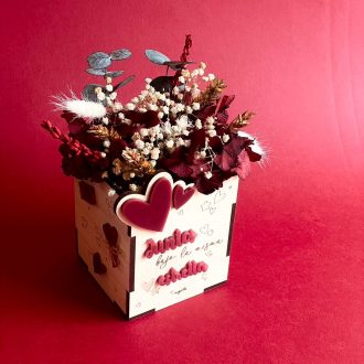 Mini caja Flor preservada "Juntos bajo la misma estrella"