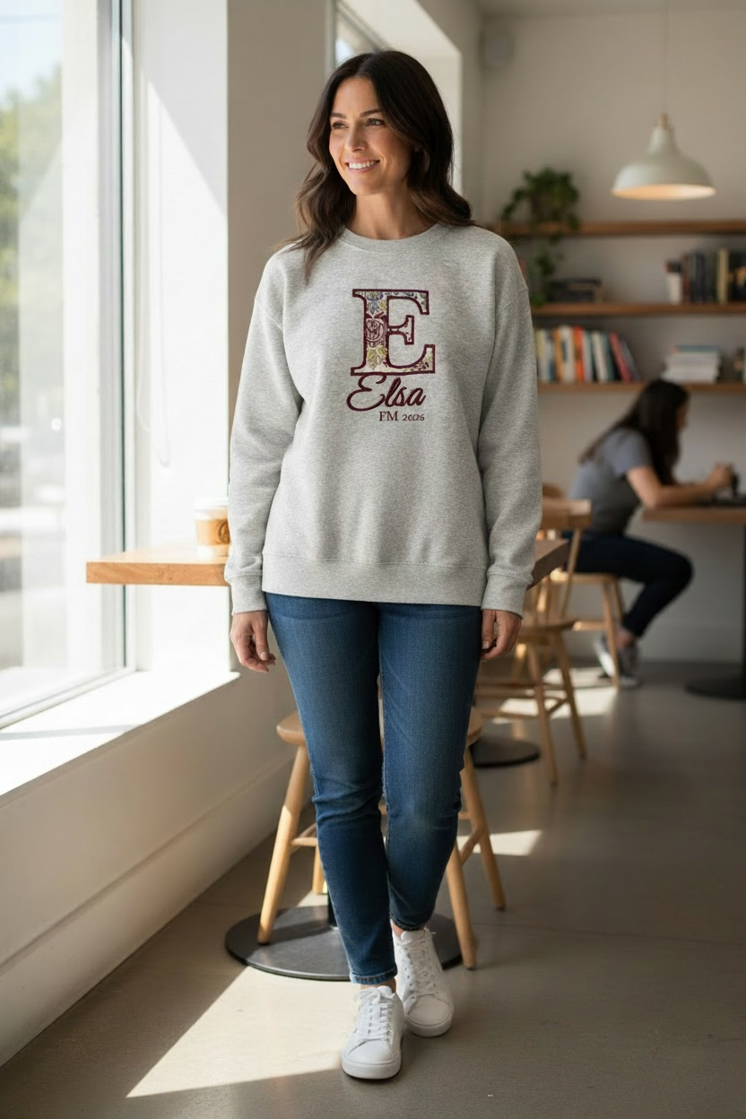 Sudadera Inicial Tela Fallera bordada personalizada