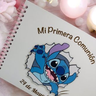 Álbum de comunión Stitch de madera