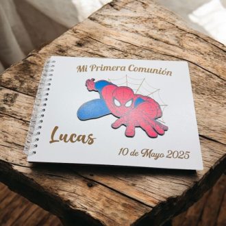 Álbum de comunión Spiderman de madera