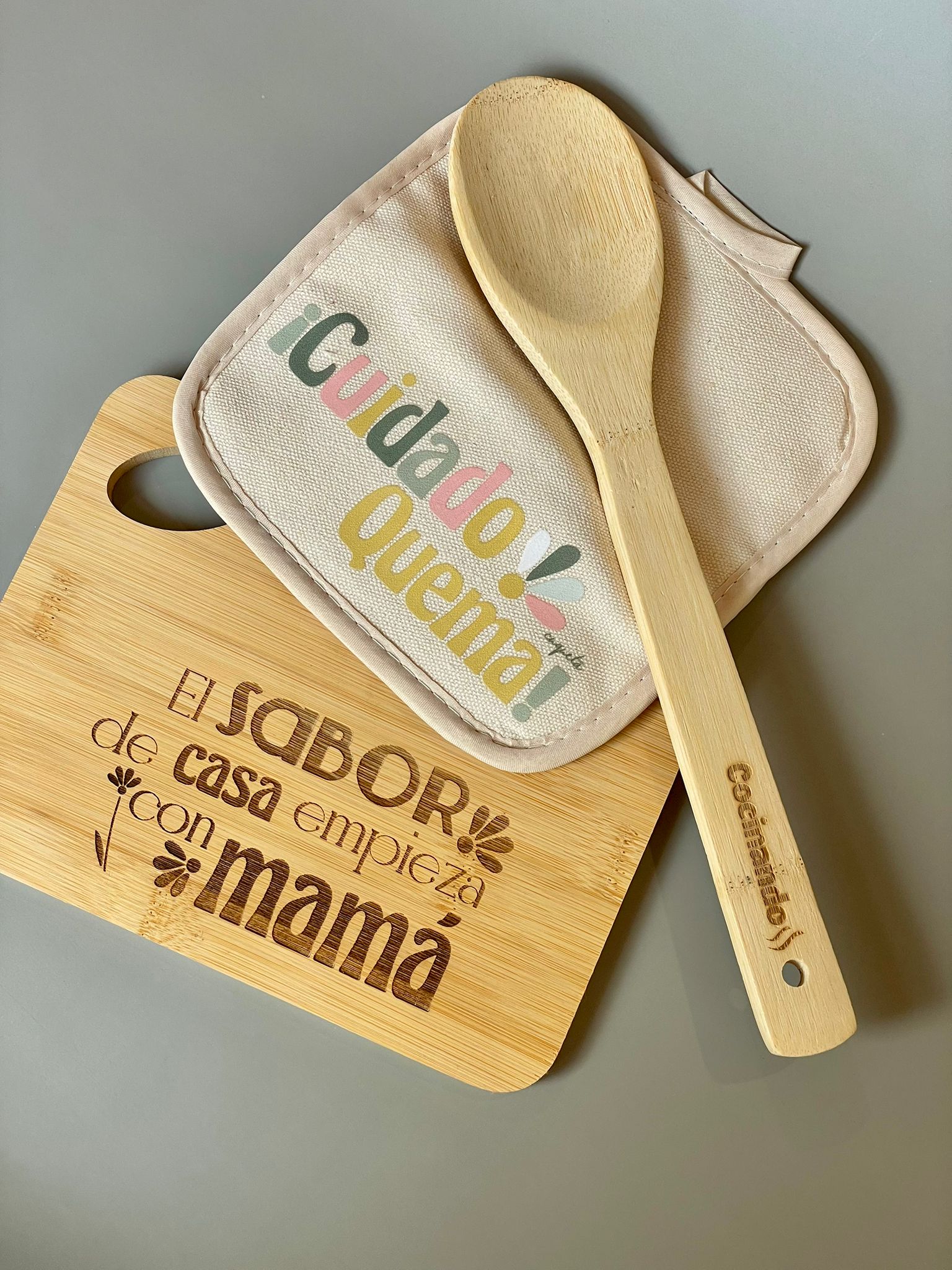 Pack tabla madera cocina mamá
