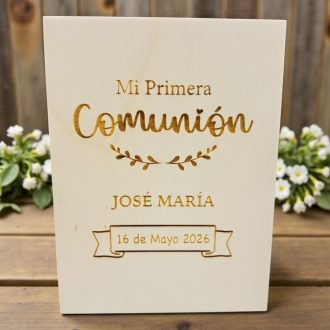 Marco Libro madera Mi Primera Comunión personalizado