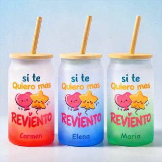 Vaso Si te quiero más reviento personalizado