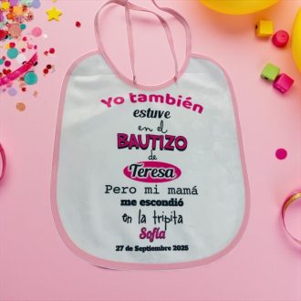 Babero" mi mamá me escondió en la tripita" personalizado