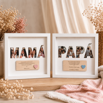 Cuadro Mamá/Papá con fotos personalizado