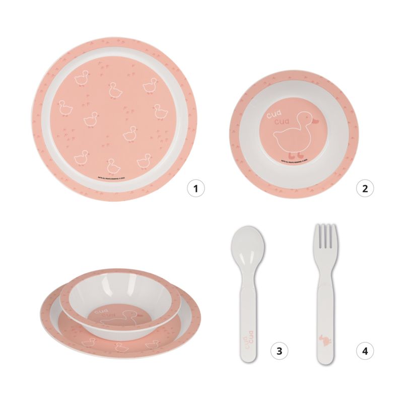 Vajilla 4 piezas Patito Rosa - Imagen 3