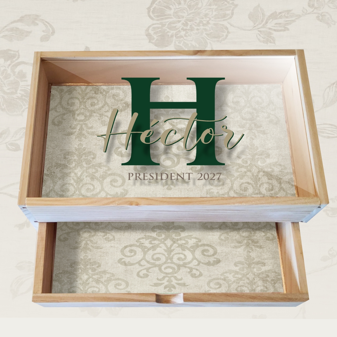 Caja Multiusos de madera Inicial Color personalizado - Imagen 3