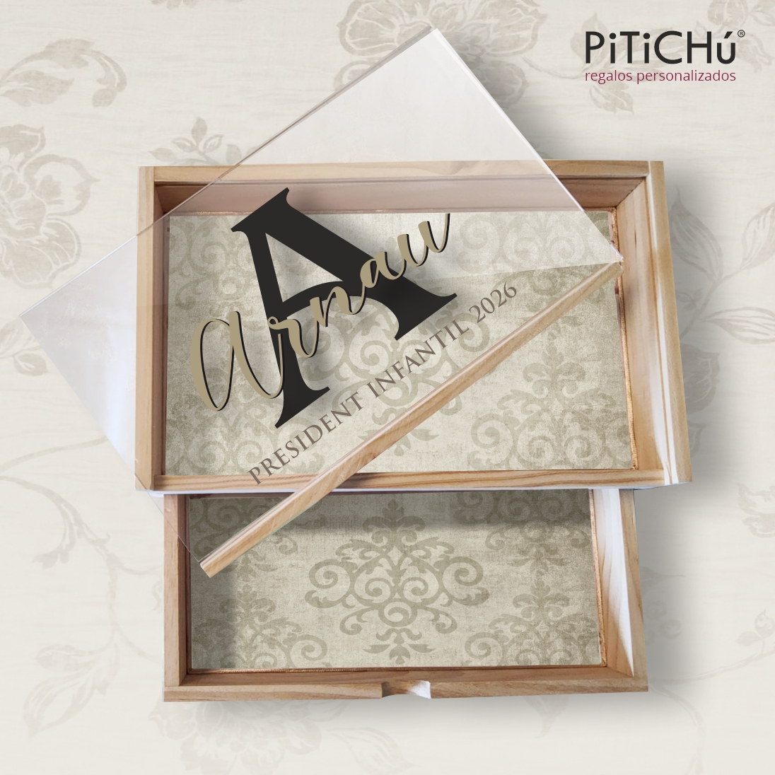 Caja Multiusos de madera Inicial Color personalizado