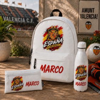 Pack Mochila, estuche y botella equipo fútbol personalizado