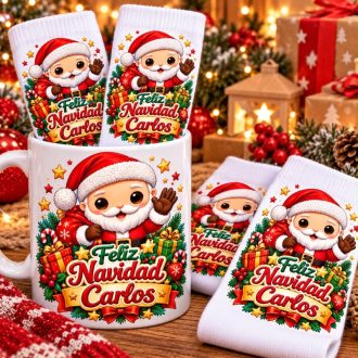 Pack taza y calcetines Papa Noel