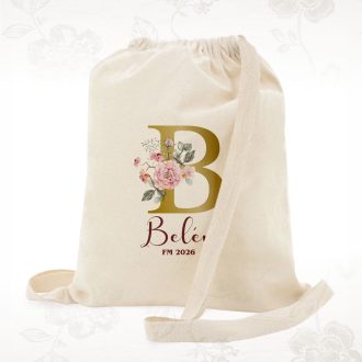 Mochila asa plana fallera floral personalizada