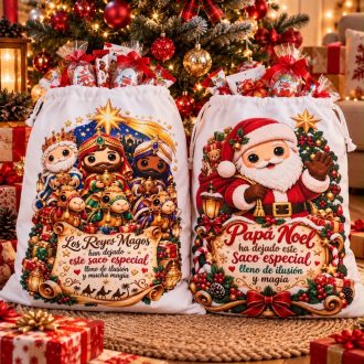 Saco navideño Papa Noel o Reyes Magos personalizado